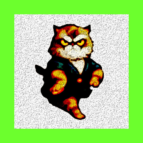 Stunning Kungfu Cat anime painting mini gallery quality fine art print. Cute Rave!  - Woostardom's Ko-fi Shop thumbnail