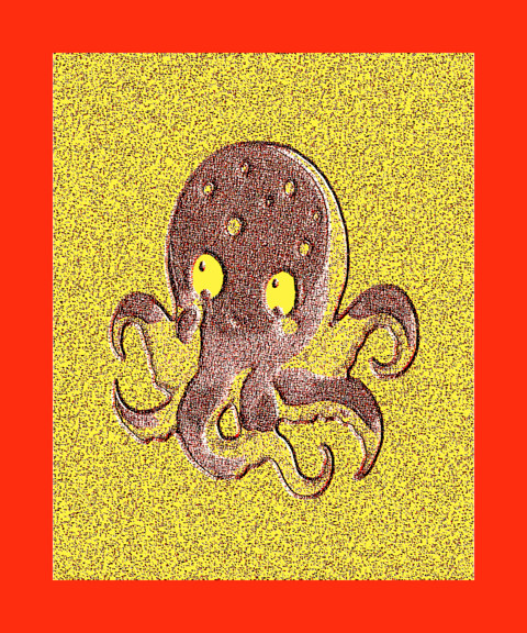 Stunning emboss float gold shine octopus 3D anime painting mini gallery high quality resolution fine art print. Awesome Rave! - Woostardom's Ko-fi Shop thumbnail