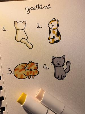 C’erano solo 4 gatti #cats #cat #catsoftiktok #disegno #tutorial #drawing #coloring #markers #doodle 