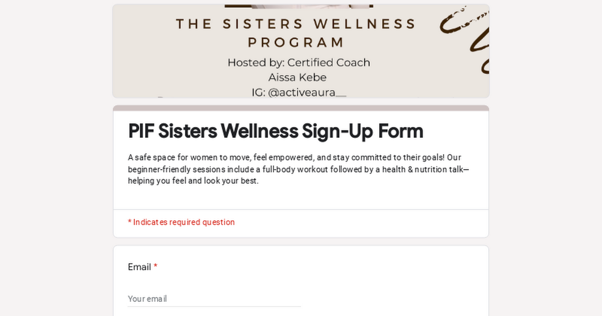 PIF Sisters Wellness Sign-Up Form thumbnail