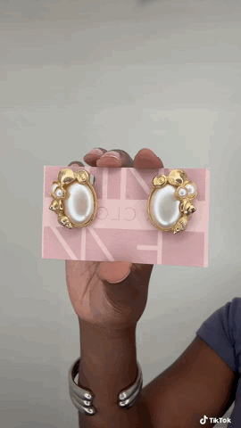 Lenzee Gold & Faux Pearl Earrings  thumbnail