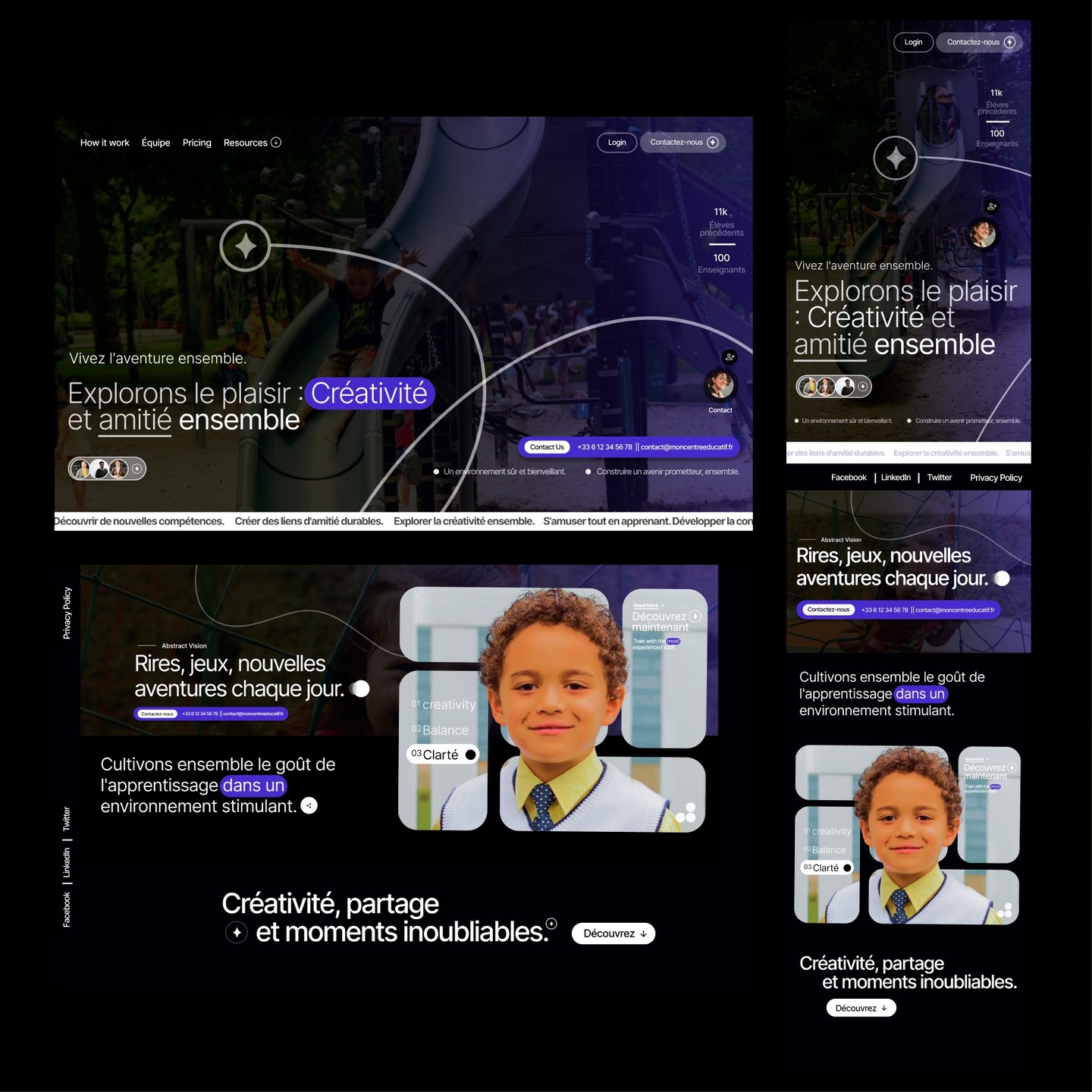 Hello everyone, I'm glad to share a design concept we have been working on, featuring a French after-school daycare webs