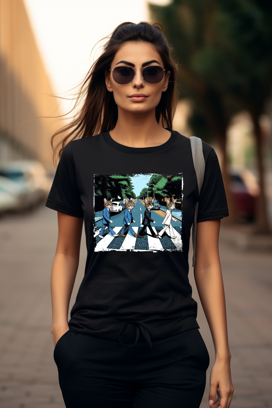 Tabby Cats Crossing The Road T-Shirt thumbnail