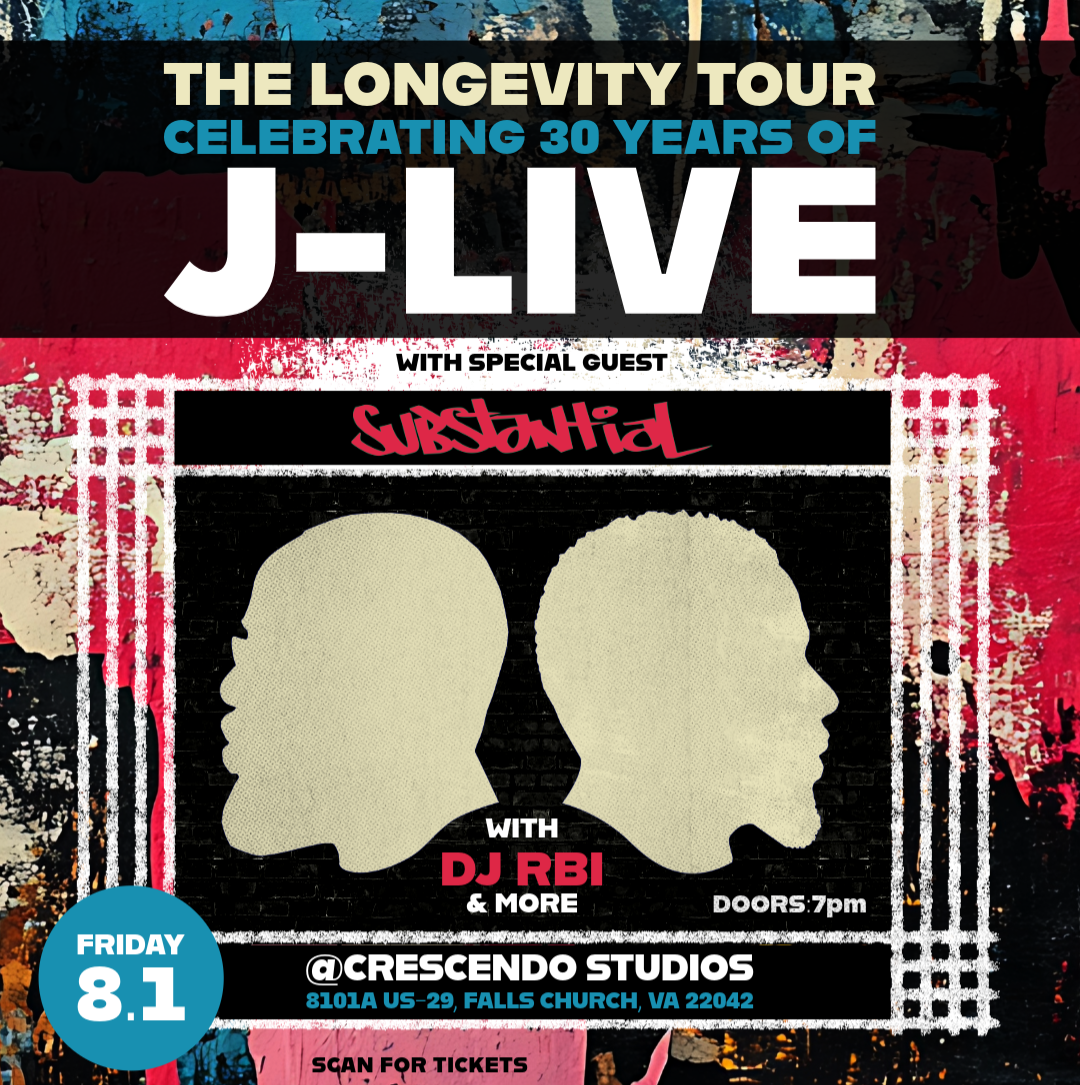 🎟 8/1 Falls Church, VA - The Longevity Tour: J-Live feat. Substantial & DJ RBI thumbnail