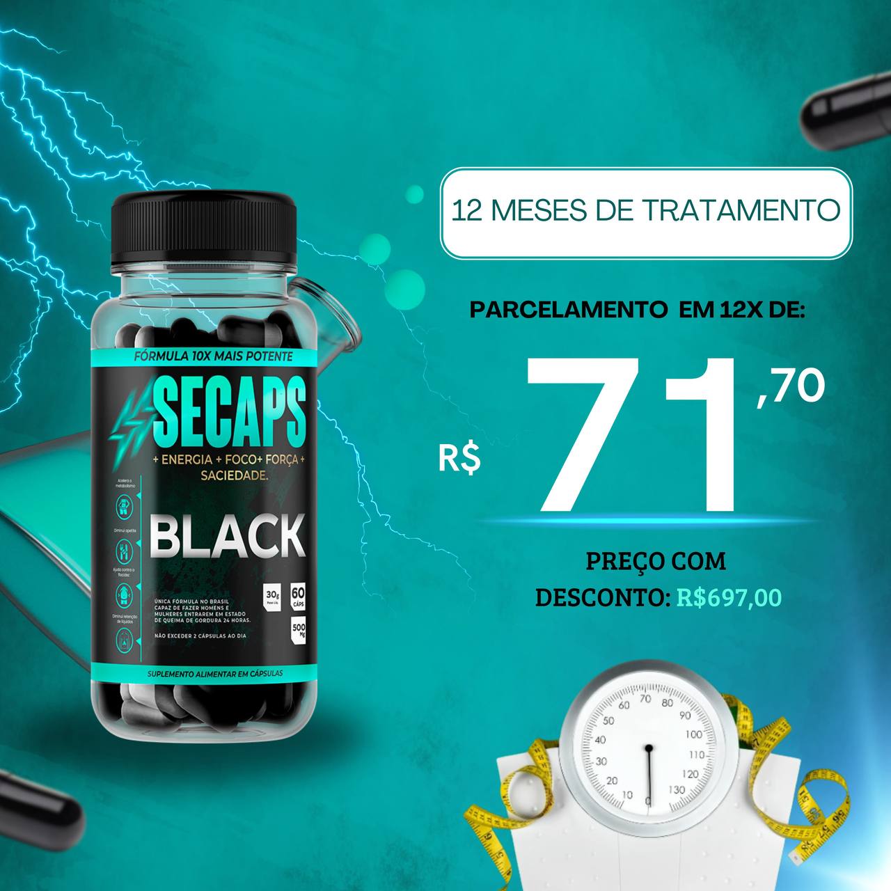 SECAPS BLACK - TRATAMENTO 12 MESES thumbnail