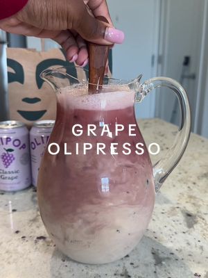 Make a grape Grape Olipresso with me 💜 it’s soooo good! Recipe:  -Grape Olipop  -3 cups unsweetened Starbucks Cold Brew 