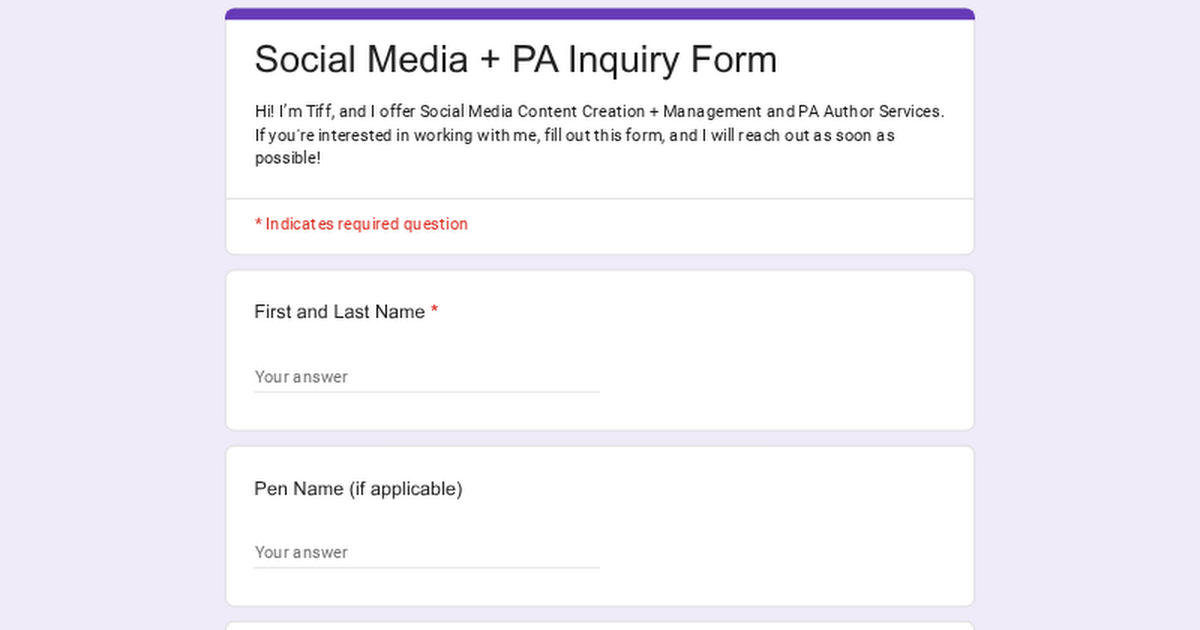 Social Media + PA Inquiry Form thumbnail