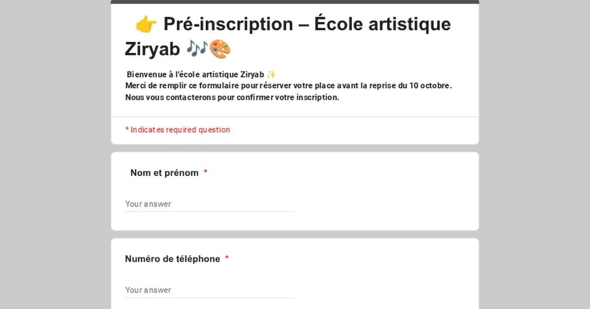   👉 Pré-inscription – École artistique Ziryab 🎶🎨   thumbnail