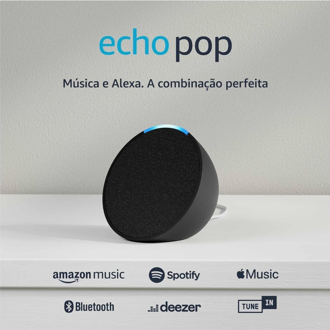 Echo Pop (Última geração) | Smart speaker compacto com som envolvente e Alexa | Cor Preta : Amazon.com.br thumbnail
