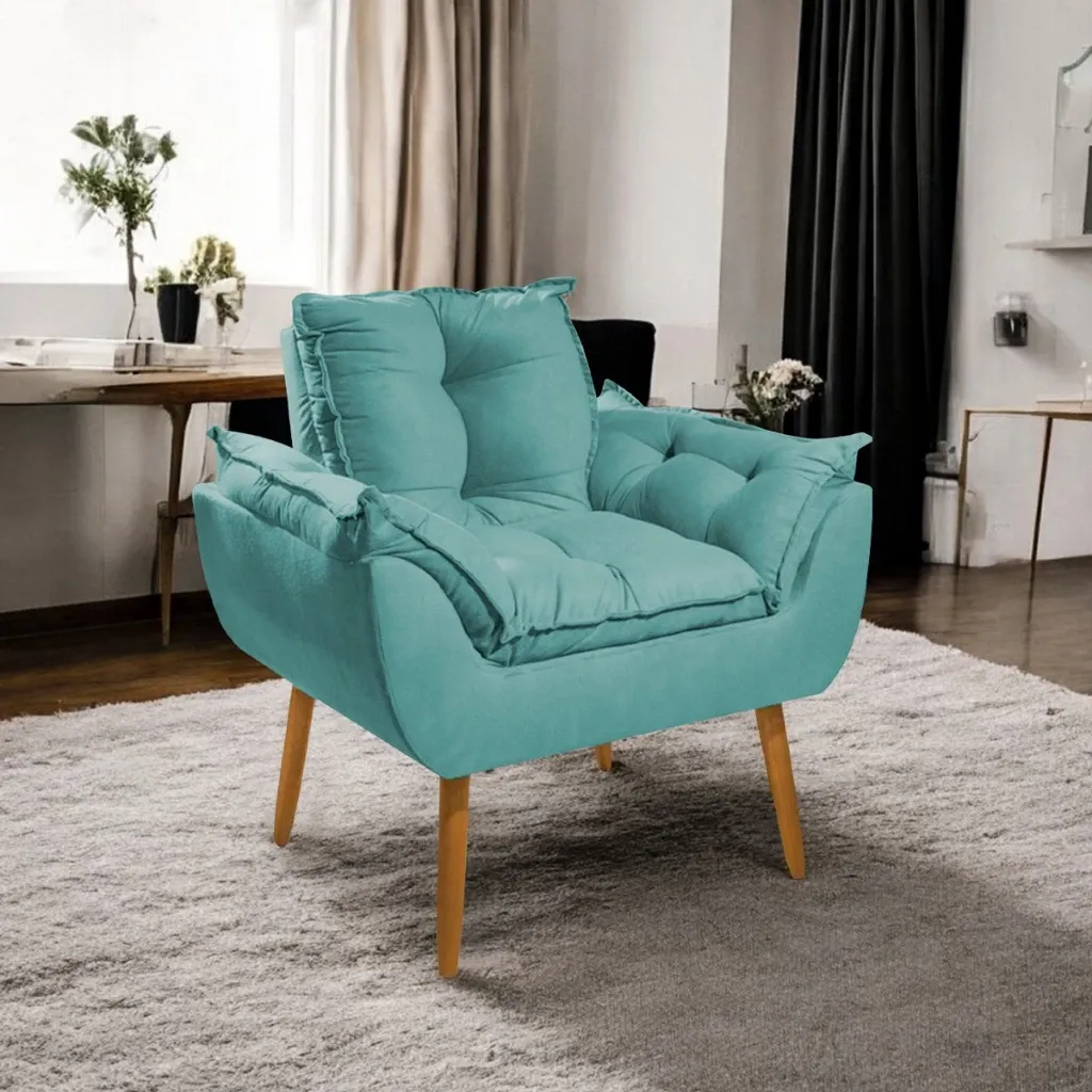 Poltrona decorativa Opala Suede  Varias cores thumbnail