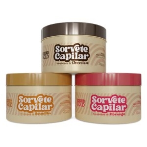 Combo Sorvete Capilar - Sorveterapia de Chocolate, Morango e Baunilha 250g - Fashion Gold - 32% OFF thumbnail
