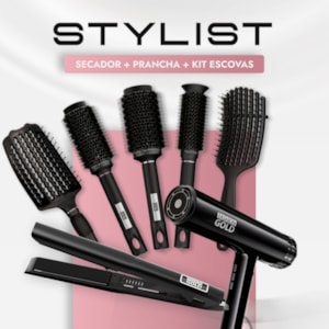 Secador Stylist Essence Air + Prancha Alisadora + Kit Escovas Stylist - Fashion Gold - 28% OFF thumbnail