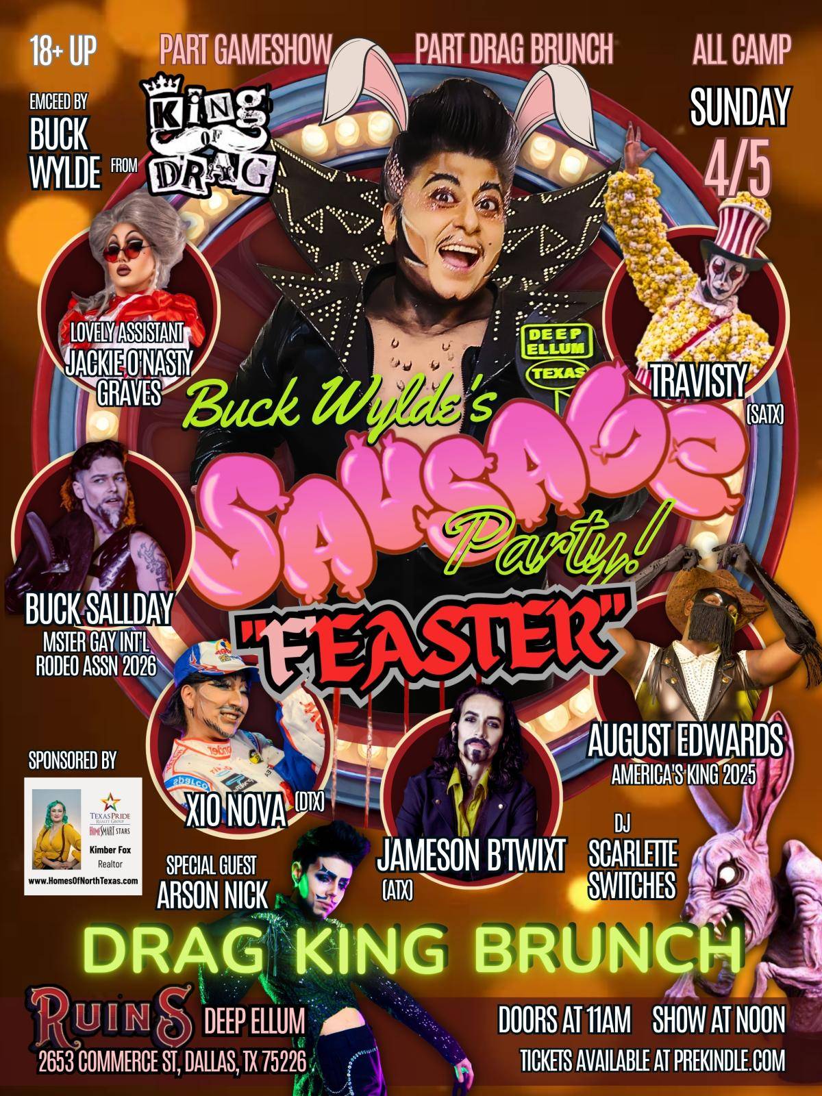 5/24 | Buck Wylde's Sausage Party! - DRAG KING BRUNCH - F'EASTER! Tickets, Sunday, May 24 2026 | Prekindle thumbnail