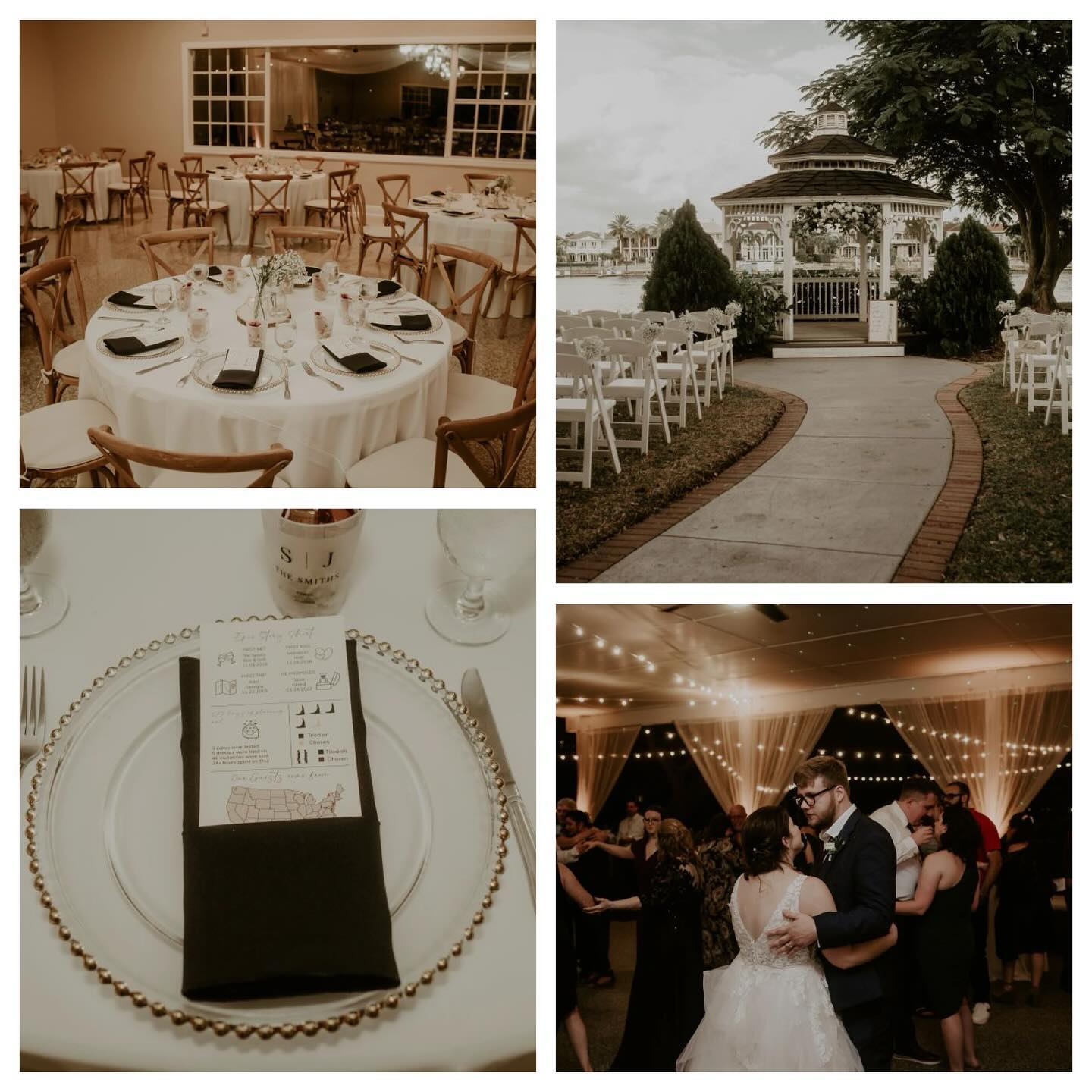 We love working at The Davis Islands Garden Club! For this wedding, we provided the Market Lighting, White Garden Chairs