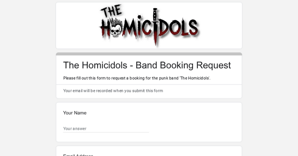 The Homicidols - Band Booking Request thumbnail