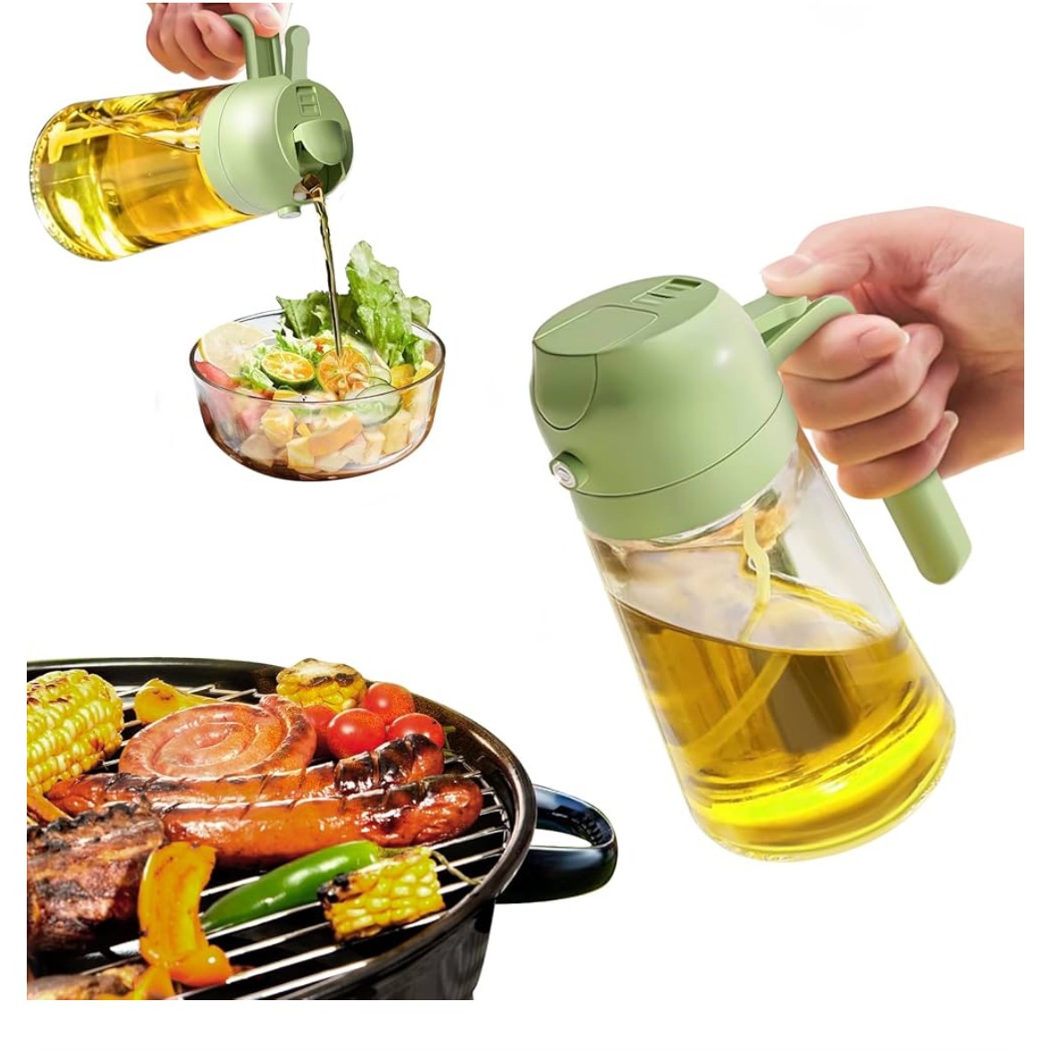 YARRAMATE Pulverizador de Aceite para Cocinar, Botella Dispensadora de Aceite de Oliva 2 en 1 para Cocina, Botella de Aceite de Vidrio de 17 oz/500 ml para Freidora de Aire, Barbacoa (Verde) : Amazon.es: Hogar y cocina thumbnail