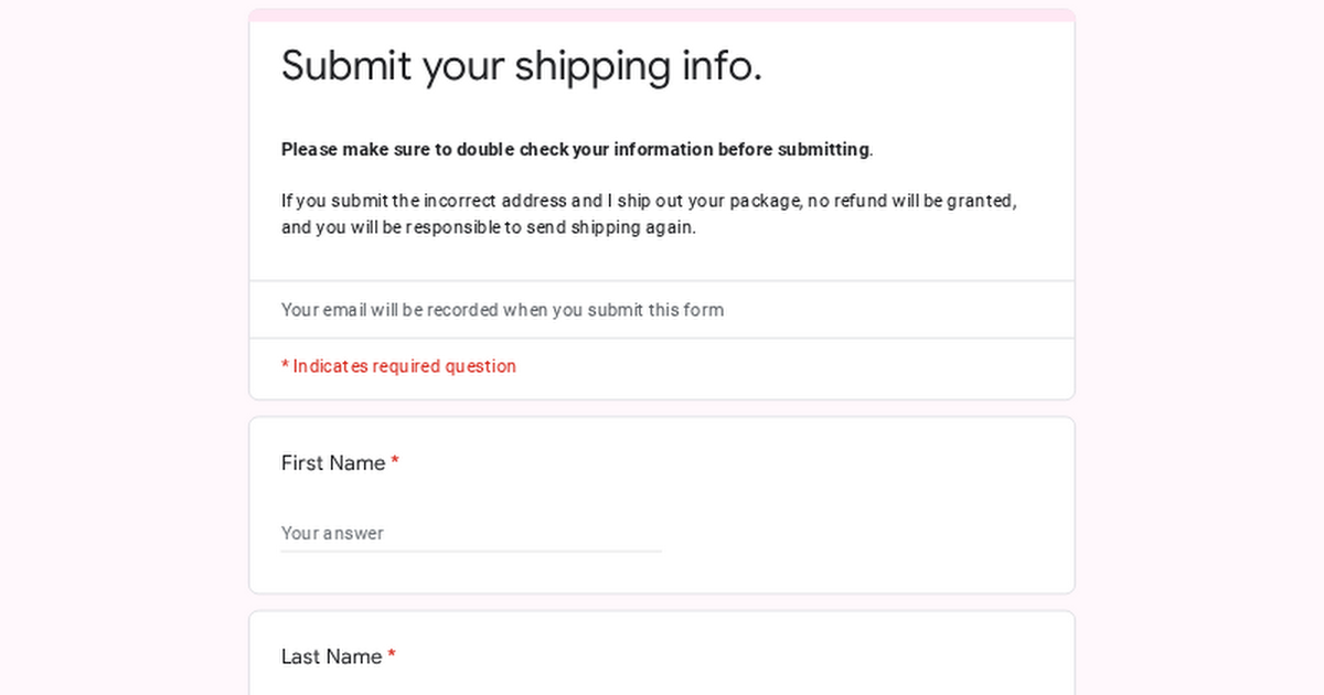 Submit your shipping info. thumbnail