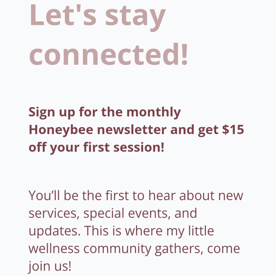 Sign up Newsletter get $15 off your first session! thumbnail