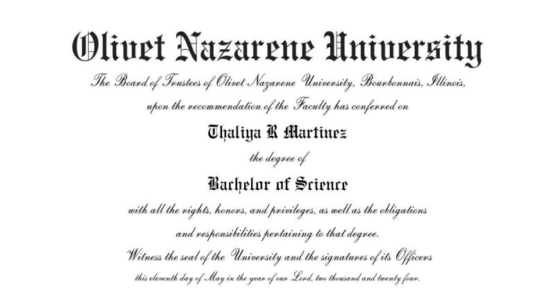 Just received my Bachelor of Science from Olivet Nazarene University | Thaliya Martinez thumbnail