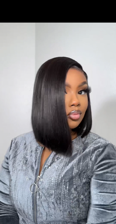 AiryFit™ Scalp Care Wigs | Silky Blunt Cut Bob Snugfit Glueless Minimalist HD Lace Short Wig Pre-Cut Lace thumbnail