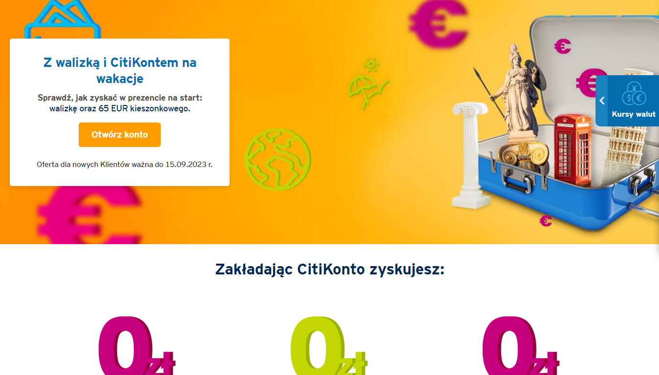 Z walizką i CitiKontem na wakacje Sprawdź, jak zyskać w prezencie na start: walizkę oraz 65 EUR kieszonkowego. thumbnail