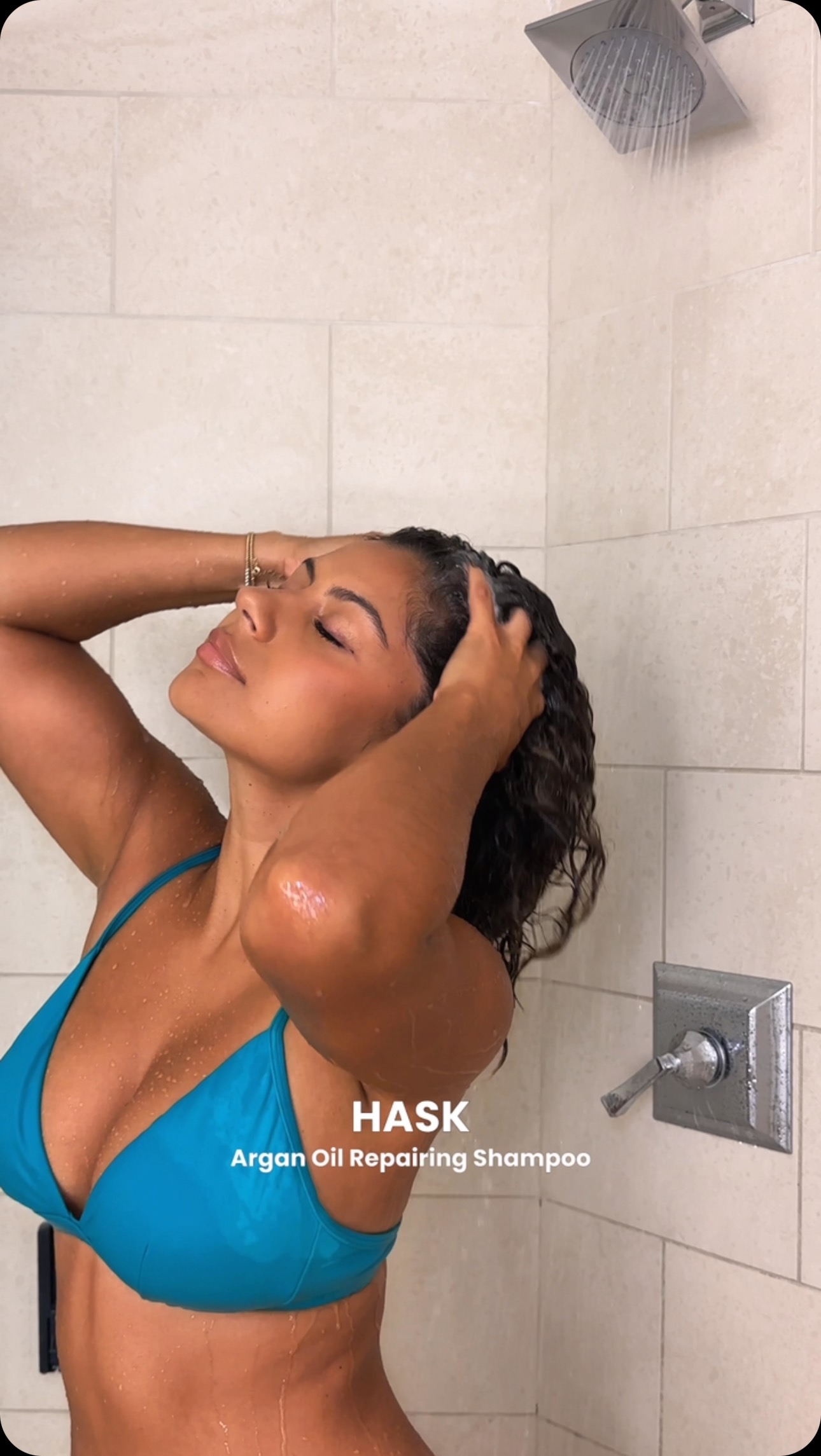 Affordable drugstore wash & go with @haskhair! 🩵 I used their Argan Oil Repairing line that I picked up from Walmart for