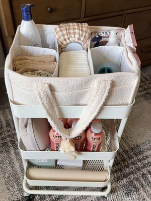 Beside Diaper Cart 🤍🫧☁️ #diapercaddy #bedsidediapercart #organization #pregnancy #nesting