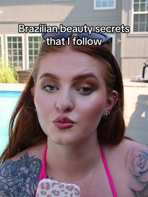 Brazilian beauty secrets revealed🫶🏼🌺 #CapCut #brazilian #beautysecrets #beautytok #beauty #glowup #redhead #bikini #pool