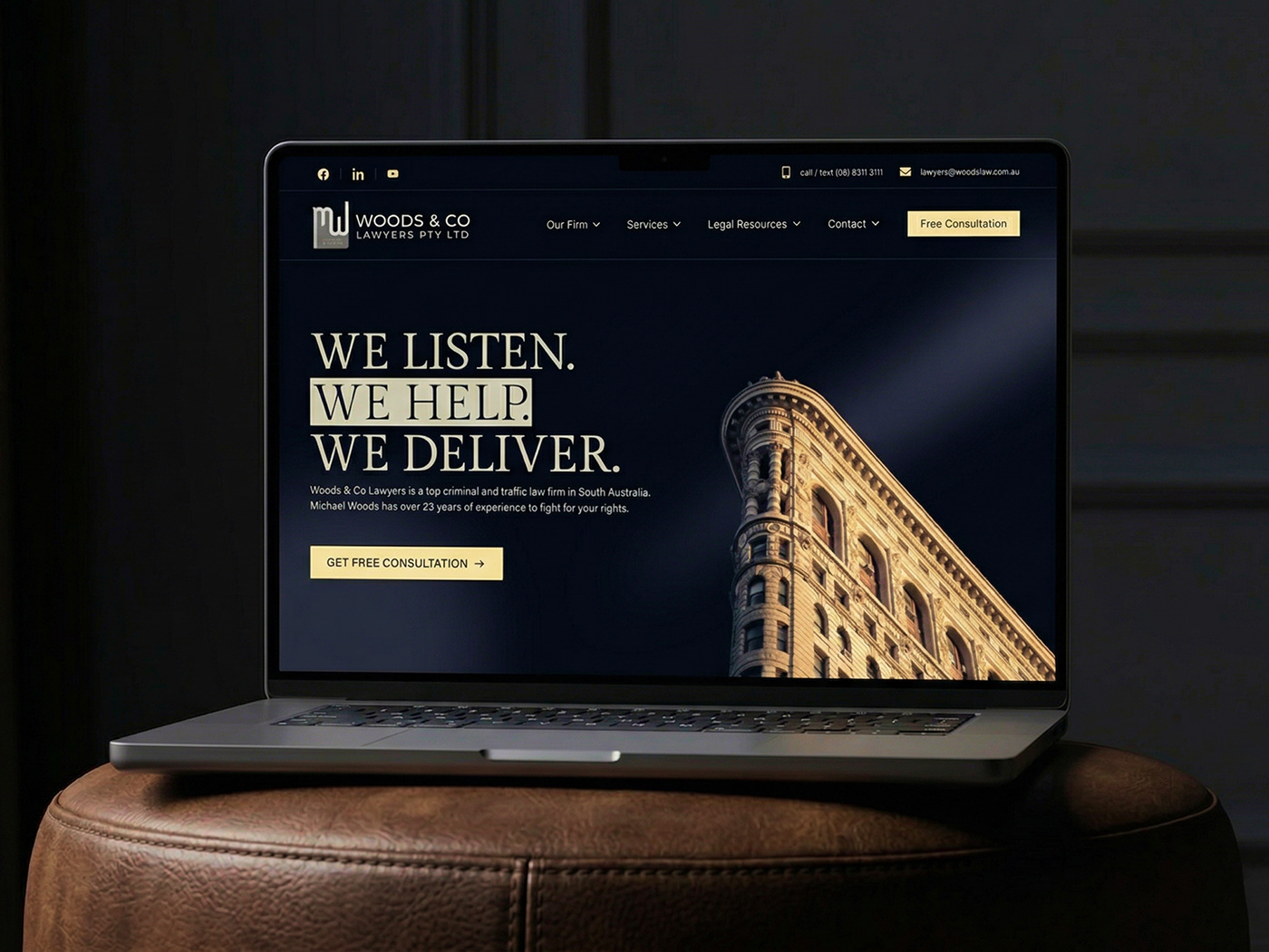 Woods & Co Lawyers Website Redesign UI/UX Design thumbnail