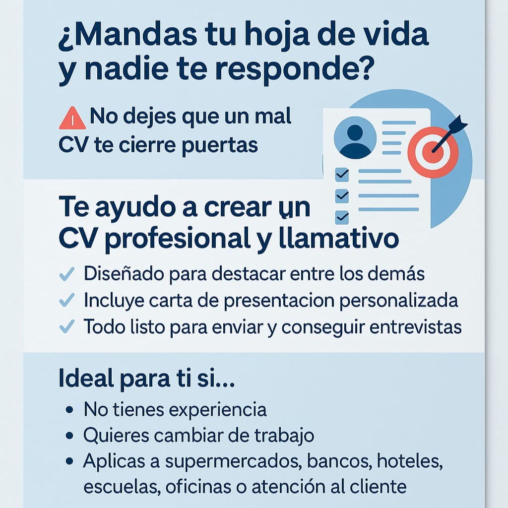 Asesoría de CV y Carta de Presentación – Impulsa tu empleabilidad con una imagen profesional. thumbnail