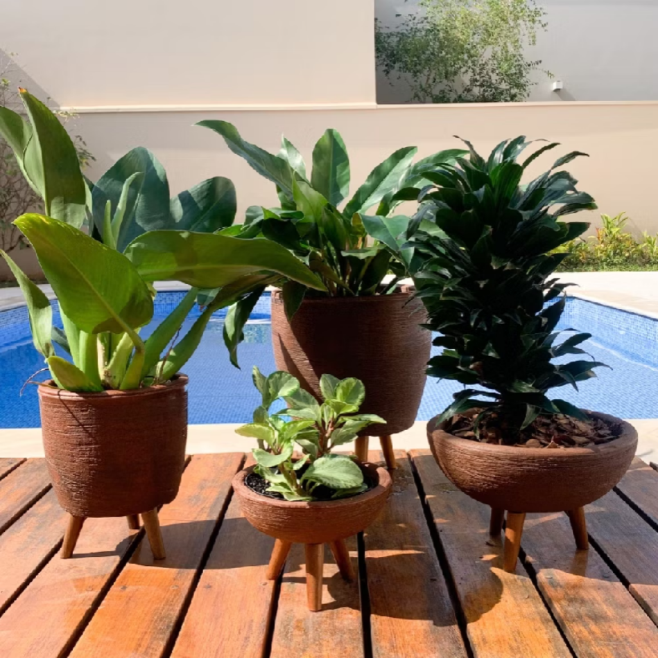 Kit 4 vasos com pé de madeira  thumbnail