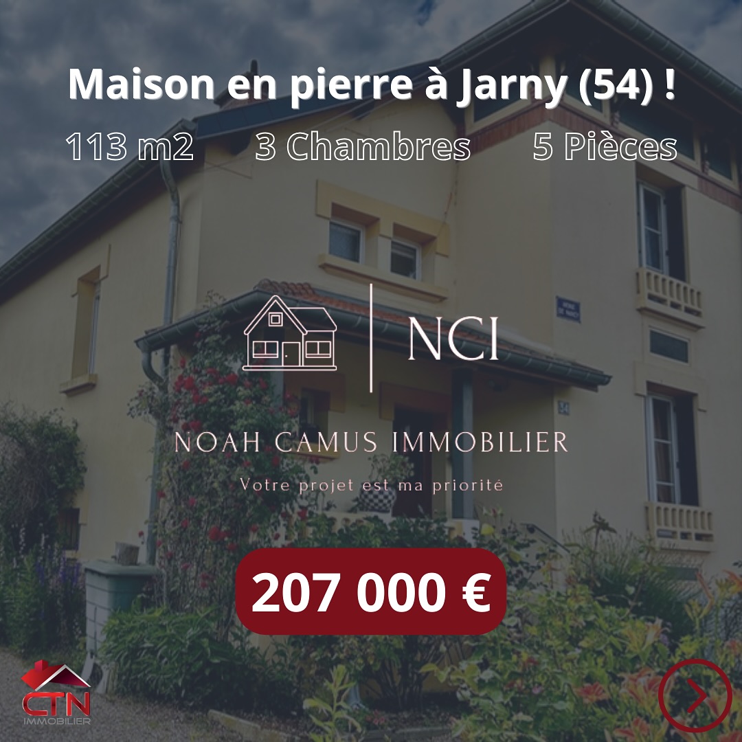 À VENDRE maison en pierre de 113m2 à Jarny (54) !

Sur la commune de Jarny, belle maison en pierre, mitoyenne d’un côté,