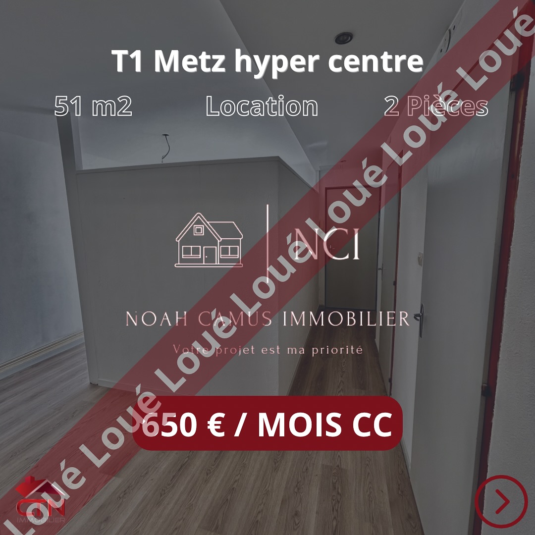 🚨LOUÉ !! T1 de 51 m2 à Metz (hyper centre), libre et visitable début juillet ! 🏘️

Contact : Noah CAMUS / 07.71.76.89.74