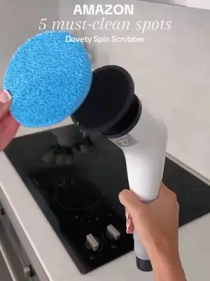 No more scrubbing by hand 🙌🏼 This electric scrubber makes cleaning so much easier! I use it for sinks, shower doors, sto