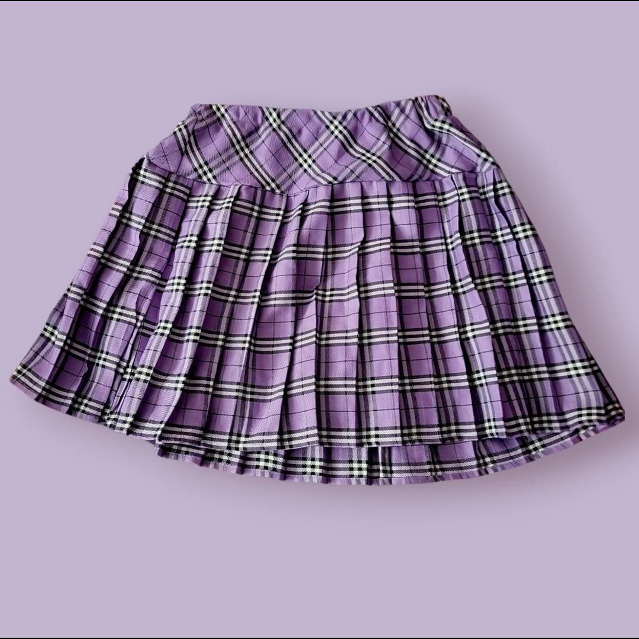 Black white and purple plaid mini skirt | Depop thumbnail