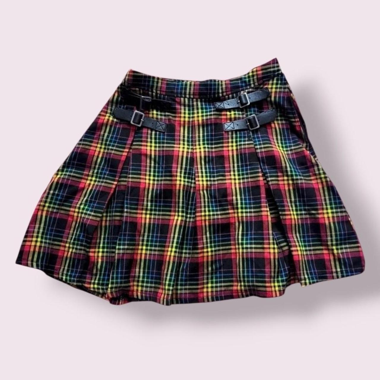 Plaid rainbow multicolor colorful mini skirt | Depop thumbnail