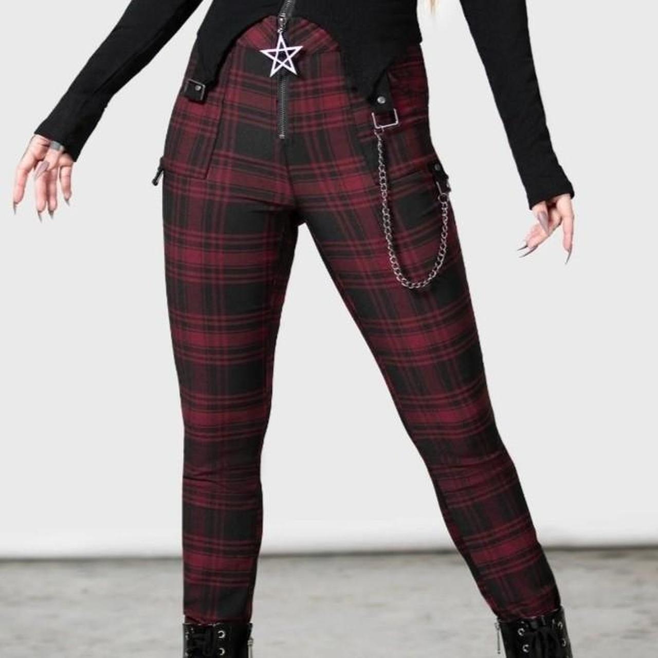 Killstar black & red plaid tartan pants| Depop thumbnail