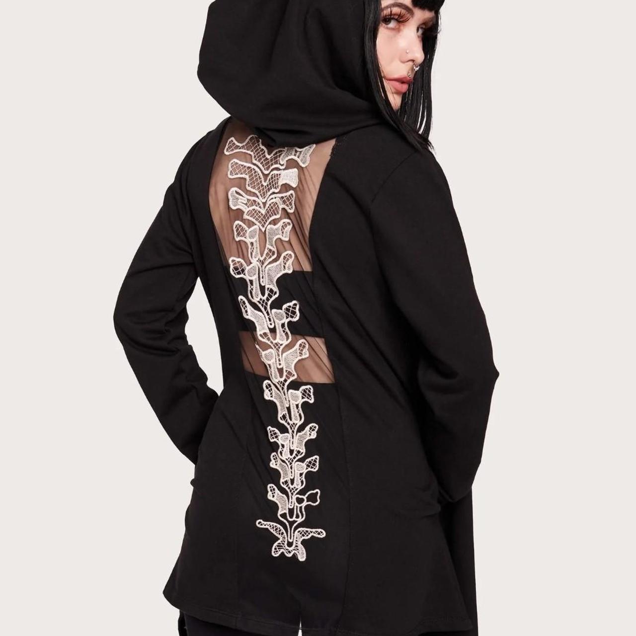 Embroidered spinal skeletal print hooded cloak | Depop thumbnail