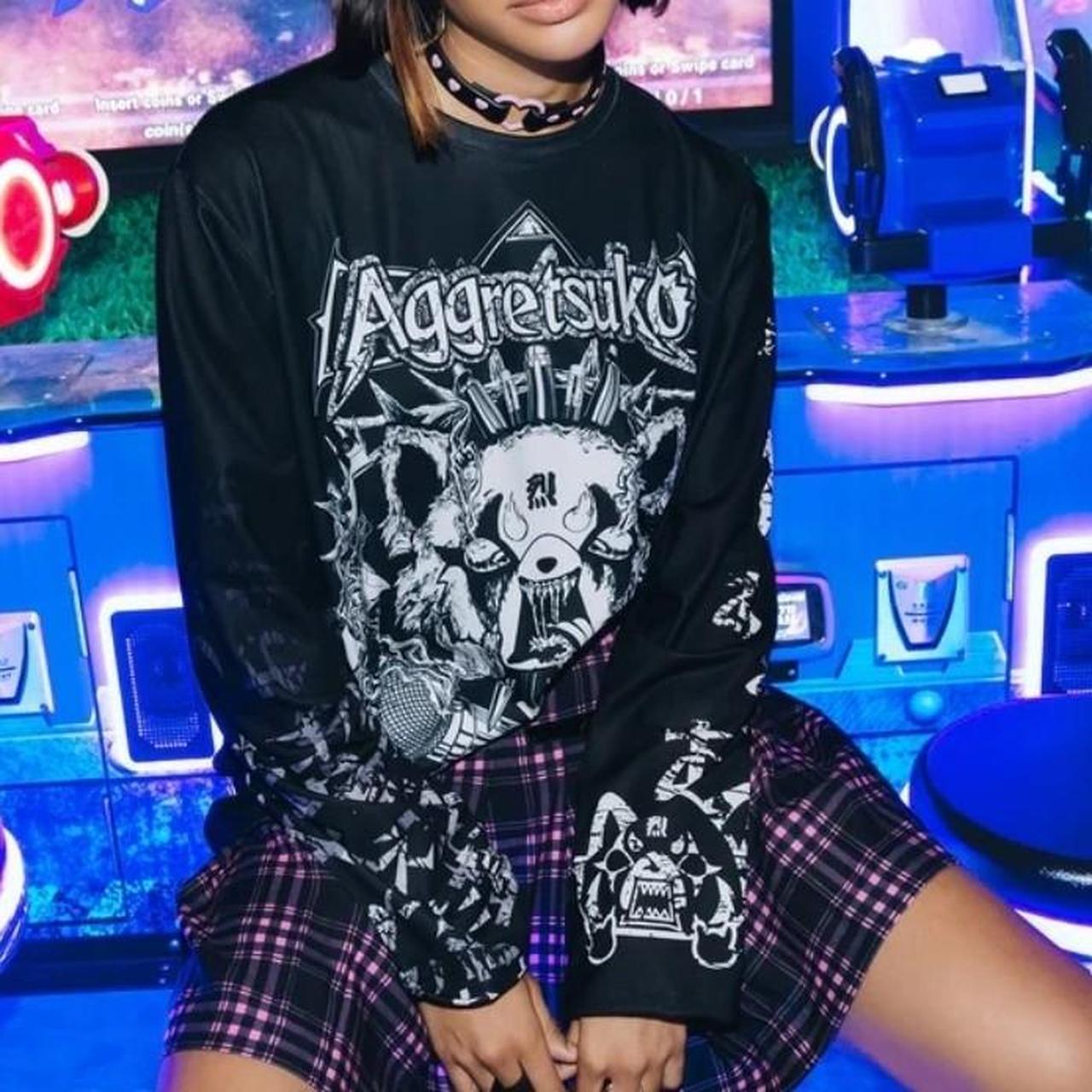 Black & white Aggretsuko long sleeve top | Depop thumbnail
