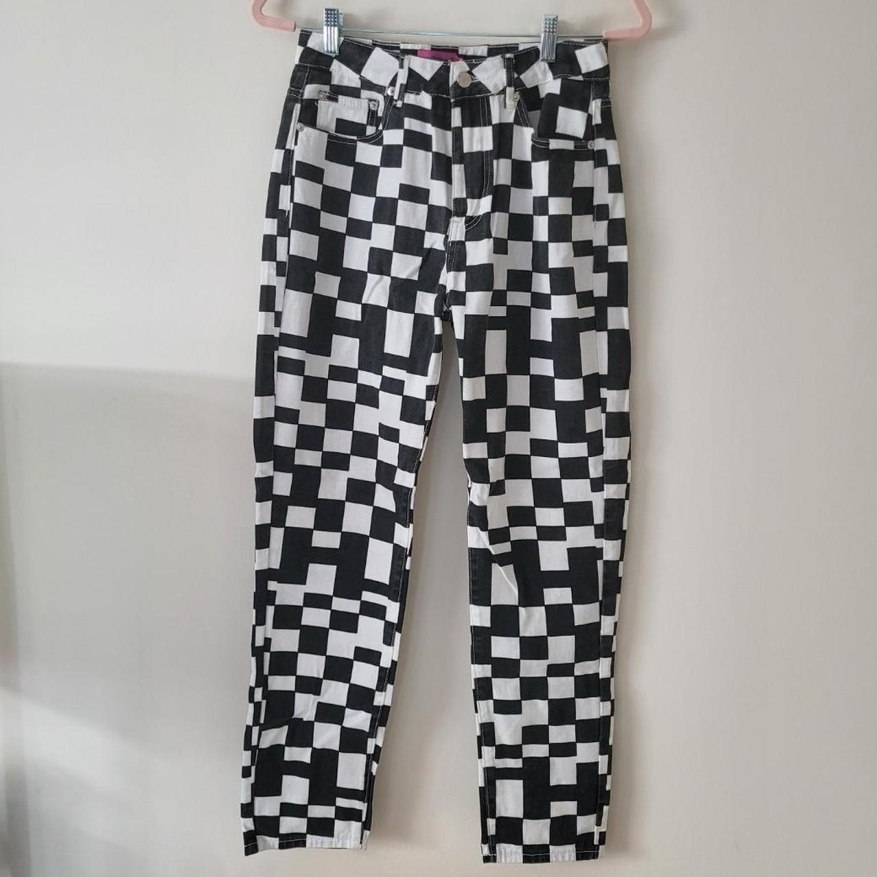 Checkered black white jeans pants | Depop thumbnail