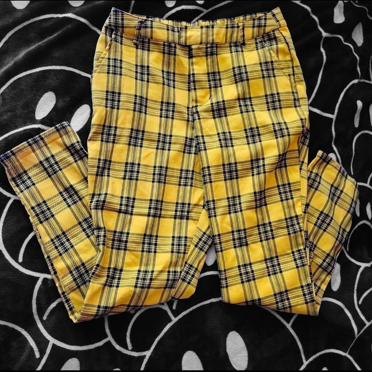 Yellow and black plaid tartan trousers pants | Depop thumbnail