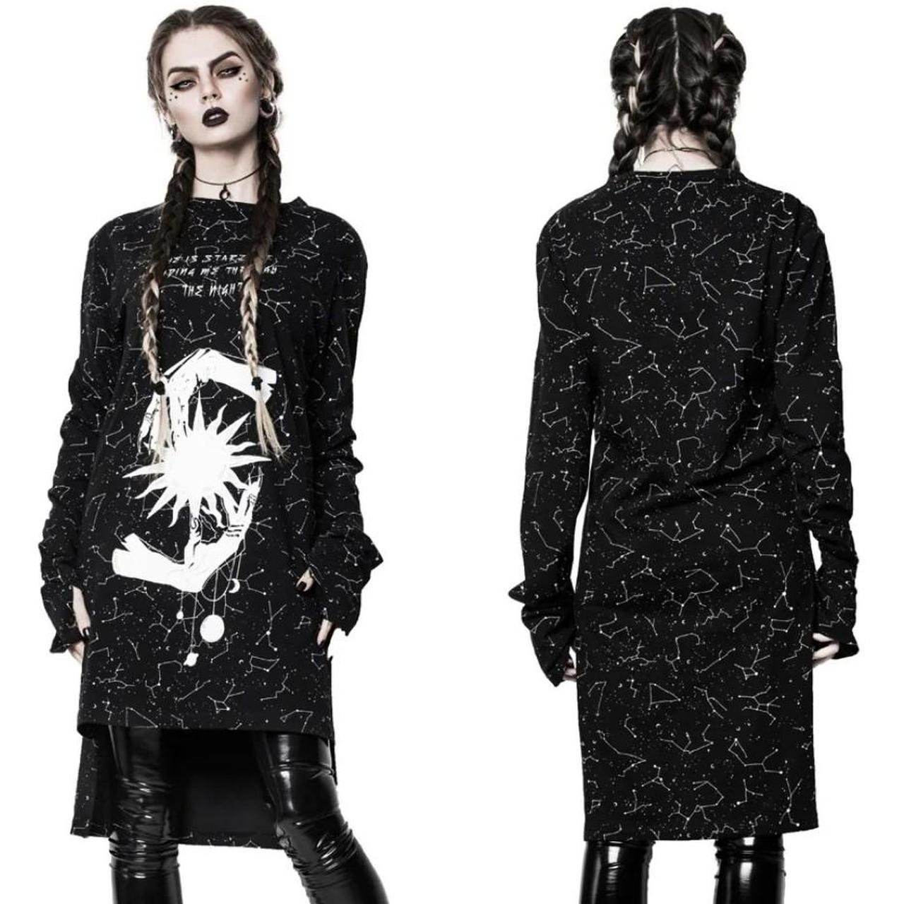 Black and white stars celestial long sleeve top... | Depop thumbnail