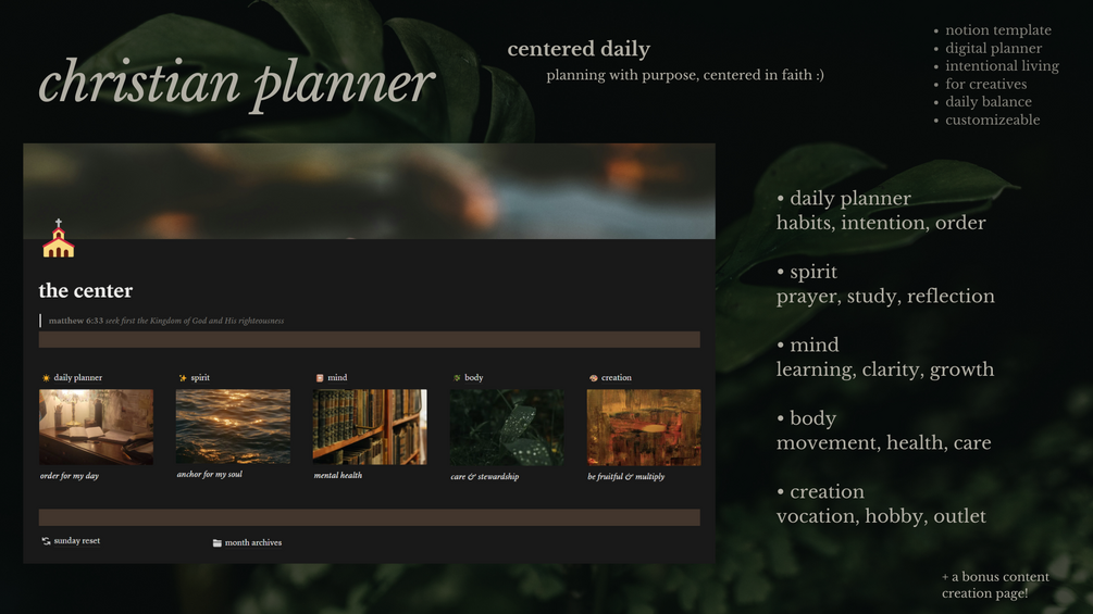 Christ centered daily planner | notion template thumbnail