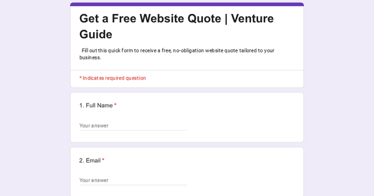 Get a Free Website Quote | Venture Guide thumbnail