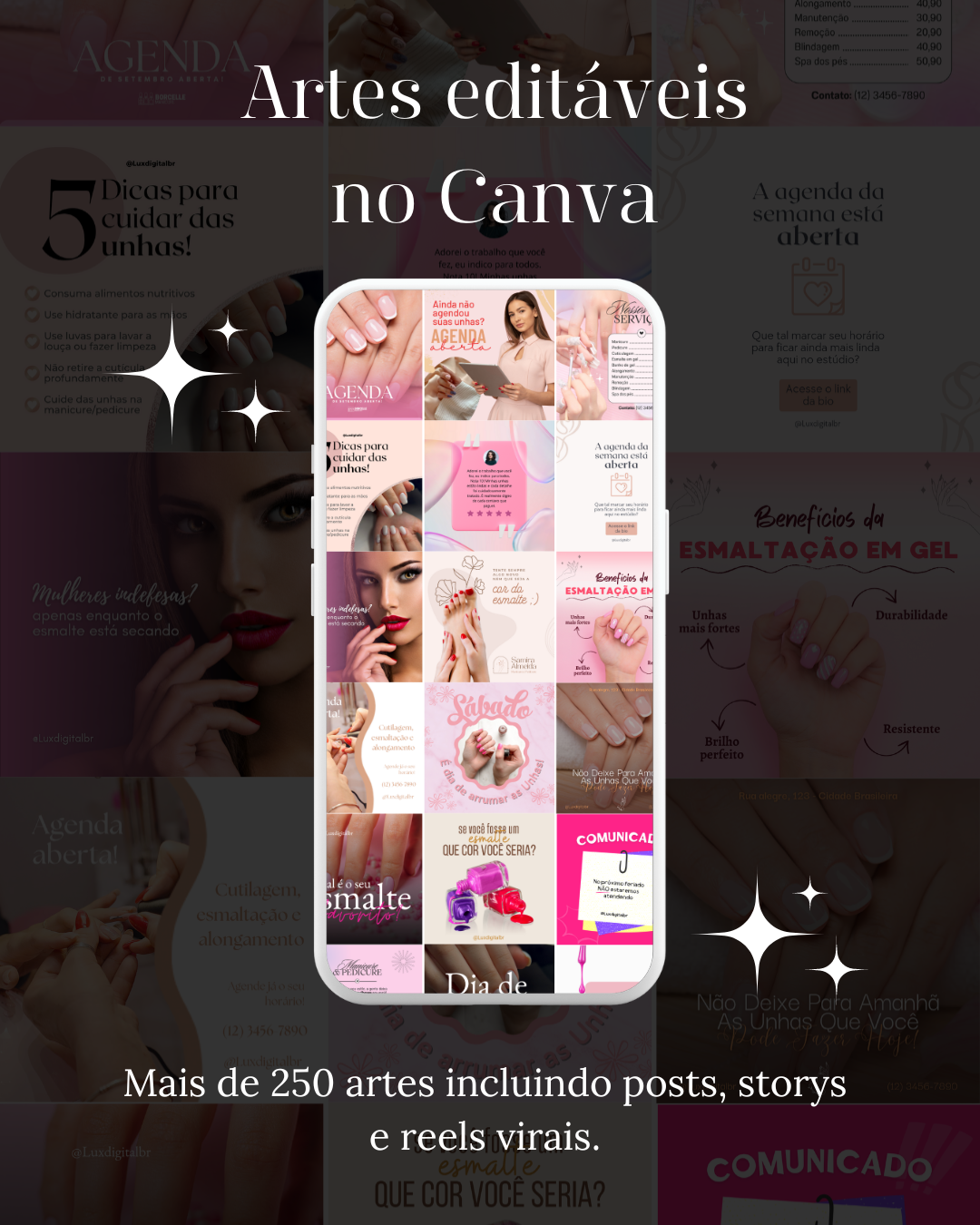 Pack editável Canva para manicure  thumbnail