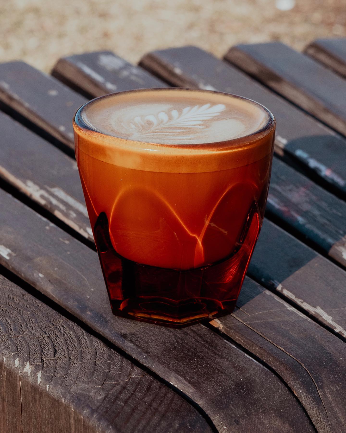 Jazzy new amber colored cortado cups 💫 caffeinate with a classic cortado of equal parts espresso & silky smooth steamed 