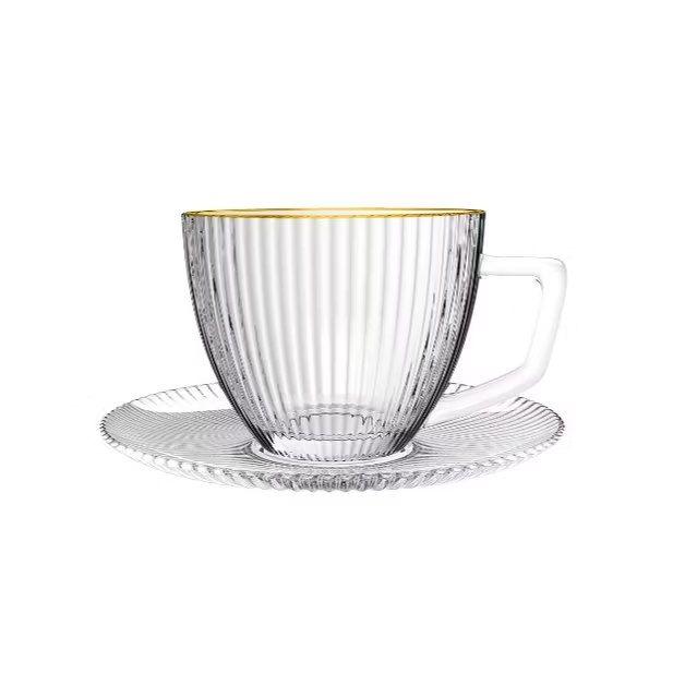 Jogo de xícaras com borda dourada (6 pçs) thumbnail