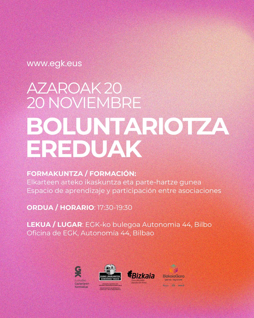 FORMAKUNTZA SAIOA:  Boluntariotza ereduak: elkarteen arteko ikaskuntza eta parte-hartze gunea thumbnail