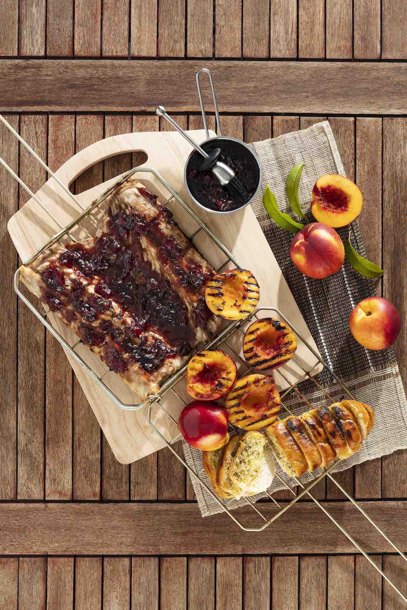 Braaied Snoek Recipe - served with Plum Jam and Grilled Peaches thumbnail
