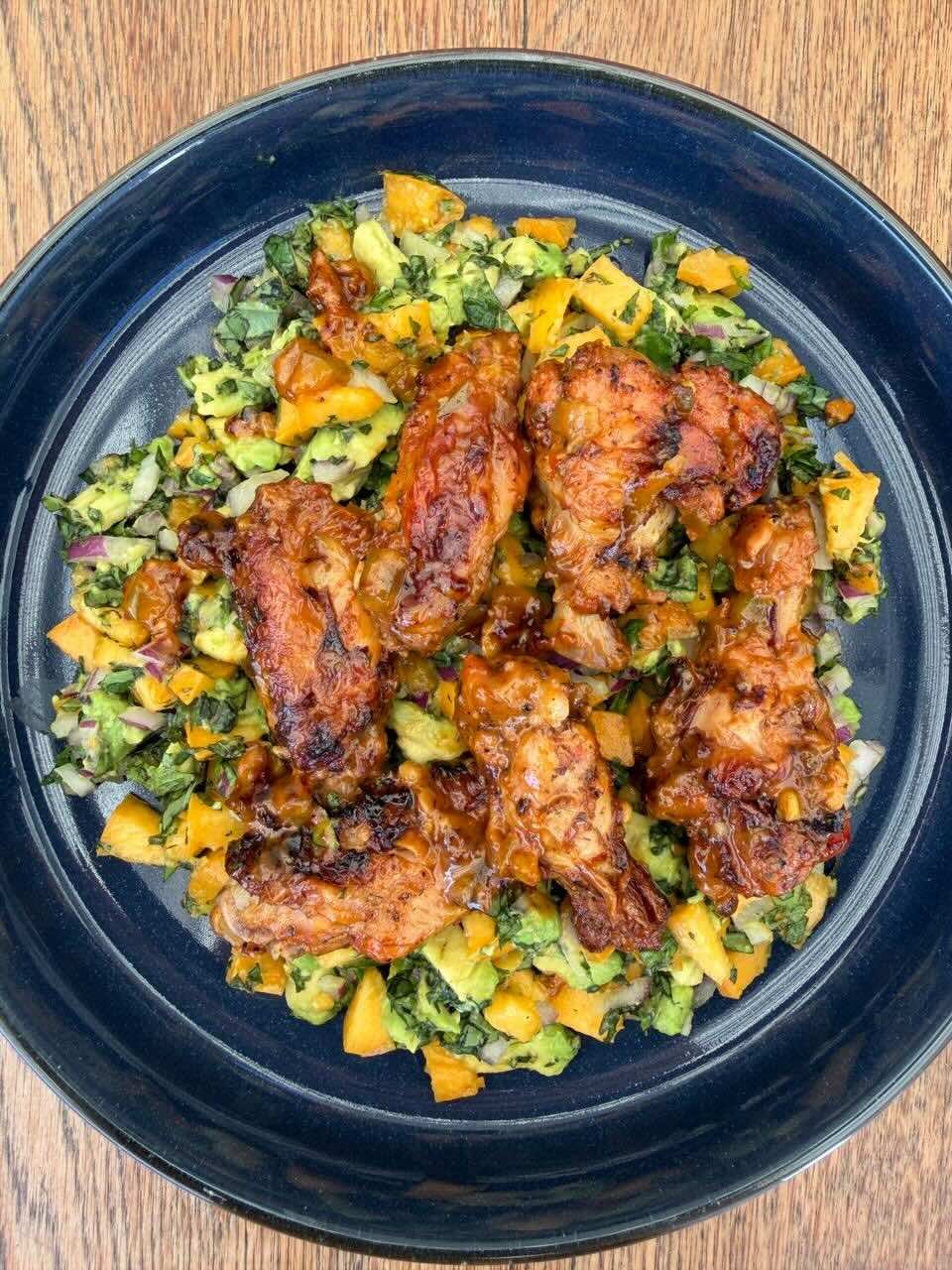 Spicy Chicken Wings with peach salsa thumbnail